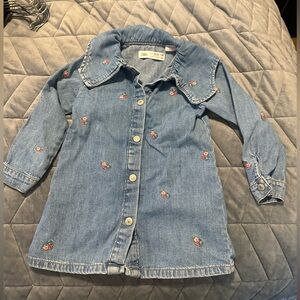 Zara toddler girls Embroidered Denim Shirt Dress 18-24 months